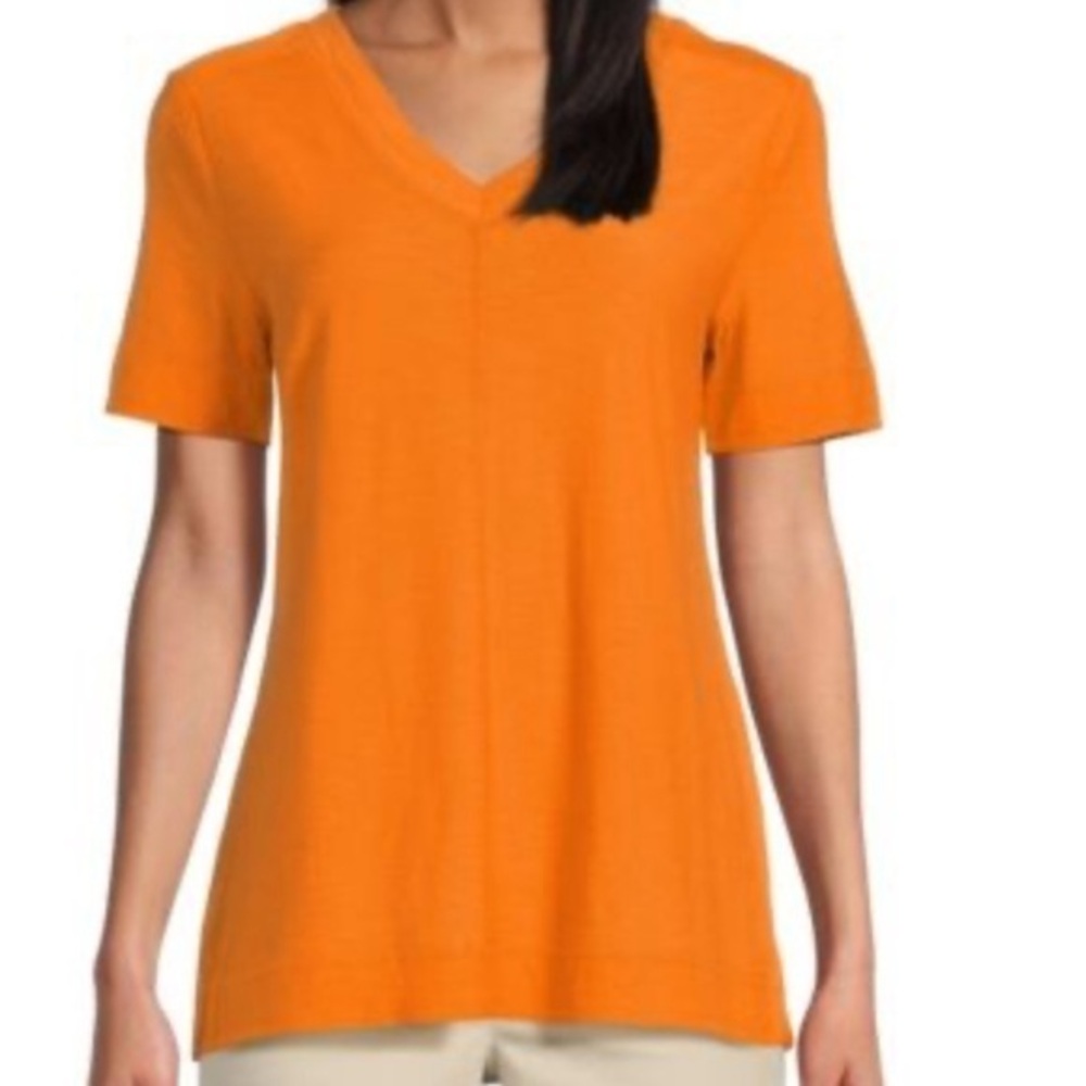 Westbound Short Sleeve Orange Relaxed V
Neck T-shirt Tunic Large